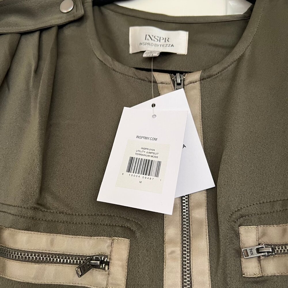 NEW INSPR‎ x Tezza Terrarium Moon Jumpsuit Size Medium Utility Moss Green - Picture 4 of 7